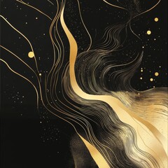 Stunning hand drawn style with golden lines for creative poster scenes: a unique and artistic visual presentation. Show creativity and simplicity.