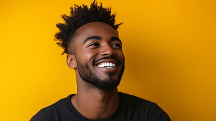 Portrait of a happy handsome man in a shirt with laughing