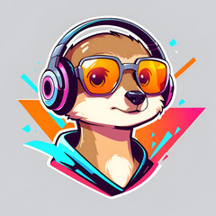 Canvas Print - Cool Meerkat with Headphones