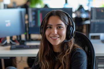 Portrait of a smiling young female IT support worker in startup company office