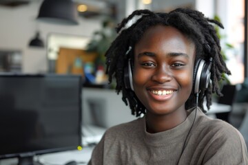 Portrait of a smiling young female IT support worker in startup company office