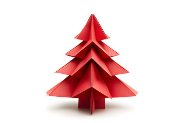 Poster - Origami paper Christmas tree isolated on white background