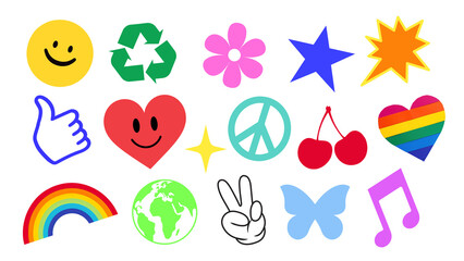 Wall Mural - PNG cool sticker element set, transparent background