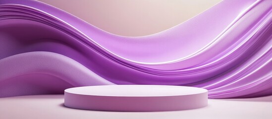 Aufkleber - Product showcase pedestal with a purple abstract backdrop 3D rendering