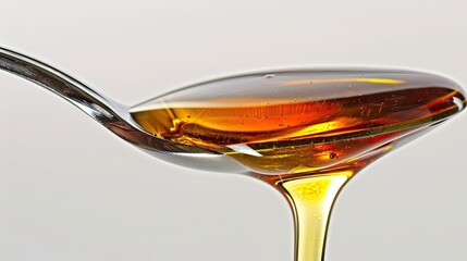 Canvas Print - A spoon dripping honey against a white background