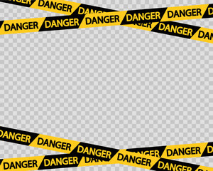 yellow danger tape on a transparent background. not cross area tape. warning zone