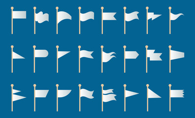 Poster - Different flag icon collection. Set of pin flag icons. Flag silhouette collection for location, finish, pointer