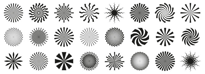 Poster - Sunburst geometric radial element stripes background. Set of radial stripes or sunburst backgrounds. Retro sunburst element collection