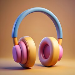 Wall Mural - Colorful. cartoon style headphones for a fun. playful feel.