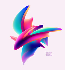 Wall Mural - liquid 3d iridescent shape. abstract spiral wave ribbon. colorful design element.