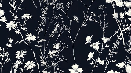 Floral silhouette wallpaper