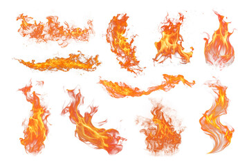 Poster - Fire flame effect png cut out set