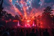 © dashtik - Sunset Music Festival: Vibrant Live Concert with Colorful Lights and Enthusiastic Crowd