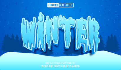 Poster - Editable 3d text style effect - Winter Season text effect Template