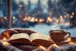 © Nico - Cozy Winter Scene with a Cup of Tea, Book, and Lights