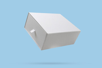mockup white box float on blue background