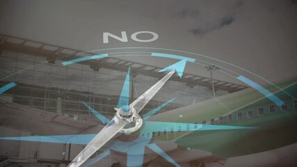 Poster - Animation of compass spinning with yes no text over city