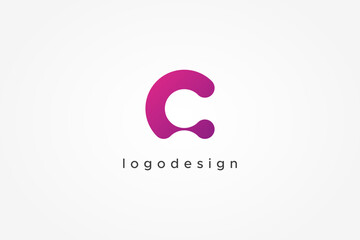 Leinwandbilder - Abstract Initial Letter C Logo. Purple Gradient C Letter With Dot Isolated On White Background. Flat Vector Logo Design Template Element Usable For Branding Logos.