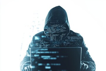 Poster - isolated hacker with transparent background, generative ai