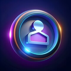 A futuristic and stylized 3D icon depicting a user profile. perfect for representing log out. account management. and profile settings in web and mobile interfaces.