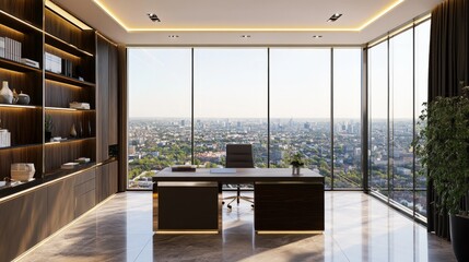 Wall Mural - Spacious modern office interior with large windows