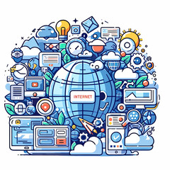 Wall Mural - Vector image representing the world of internet and communication