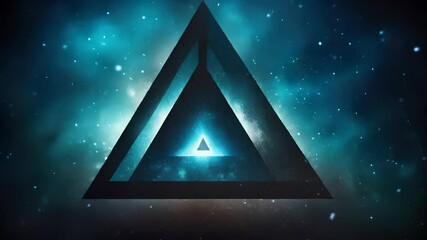 Wall Mural - space triangle portal with blue glow