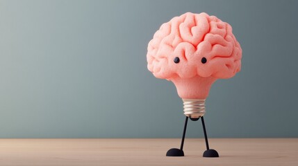 Wall Mural - a playful light bulb featuring a brain design, symbolizing creativity and innovative ideas in a mode