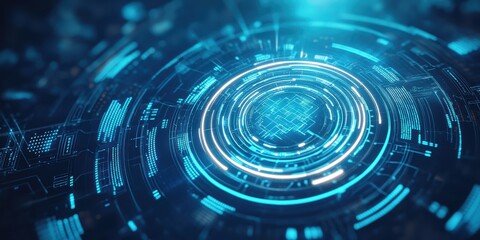 Abstract digital background featuring glowing circular patterns and futuristic elements, ideal for technology and innovation themes.