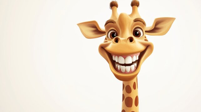 Smiling cartoon giraffe showing off its clean teeth, vector illustration,