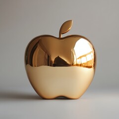 Poster - Shiny gold apple with a leaf on top.