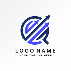 Poster - Logo design graphic concept creative premium vector stock initial line G or GQ font three arrows tranding increase. Related monogram typography brand