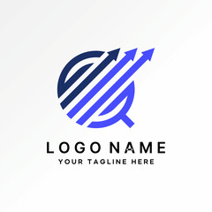 Poster - Logo design graphic concept creative premium vector stock initial line GQ or G font three arrows tranding increase. Related monogram typography brand