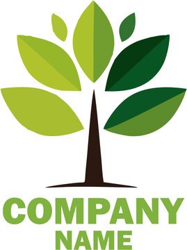 Elegant abstract tree logo featuring symmetrical leaves set against a smooth blue to pink gradient background, ideal for branding, environmental themes