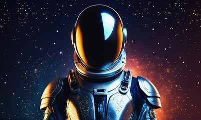 Wall Mural - An astronaut stands against a backdrop of stars, ready for space exploration