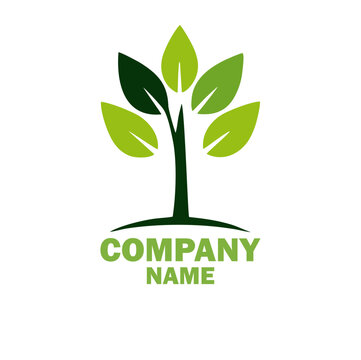 Elegant abstract tree logo featuring symmetrical leaves set against a smooth blue to pink gradient background, ideal for branding, environmental themes