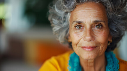 Poster - Portrait Happy Senior Woman Turning Head