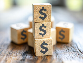 Poster - A stack of wooden blocks with the word 