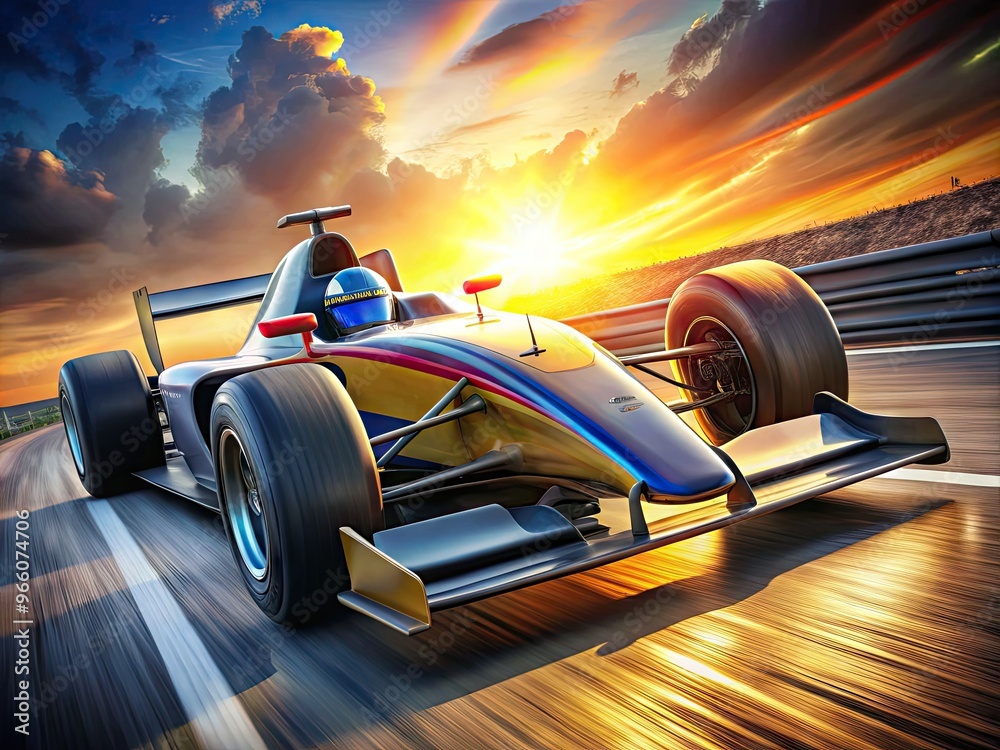 High-speed, open-wheel racing vehicle with sleek, aerodynamic design ...