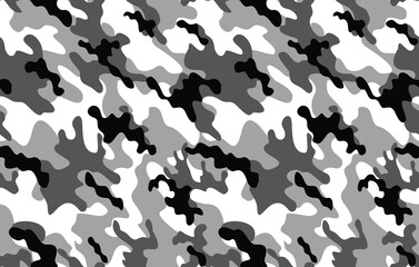 Canvas Print - military gray camouflage background, vector army pattern, gray white design