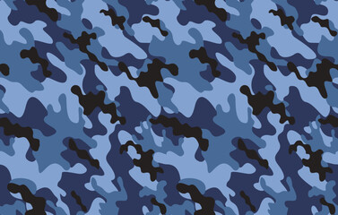 Wall Mural - texture camouflage blue vector background, urban design for textiles