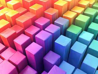 Sticker - A colorful image of blocks in various shades of pink, blue, green, yellow