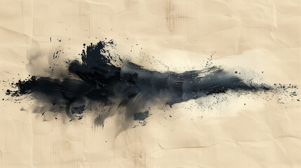 Japanese style abstract background with black ink brush stroke.