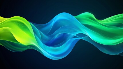 Poster - A green and blue wave with a blue and green swirl. The colors are vibrant and the wave appears to be moving