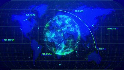 Poster - Animation of network of connections with data processing over globe