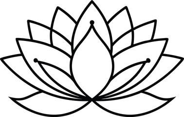 Wall Mural - Lotus flower icon silhouette illustration on black and white