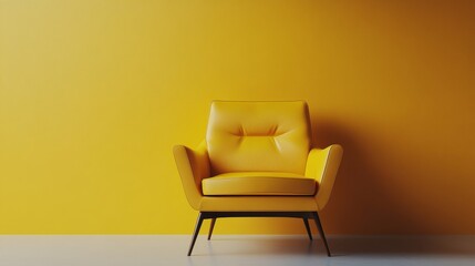 Wall Mural - A yellow chair sits in front of a yellow wall