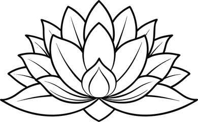 Wall Mural - Lotus flower icon silhouette illustration on black and white