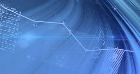 Poster - Animation of scientific data processing over dna strand on blue background