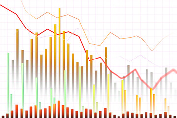 Poster - A colorful bar and line graph showing statistical data on a white background, representing trends and analysis in a clean, clear layout. 3D Rendering